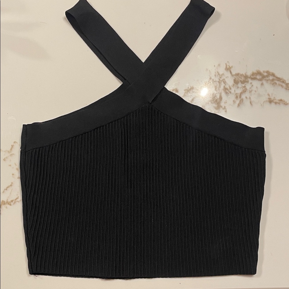 Black Ribbed Women's Crop Top